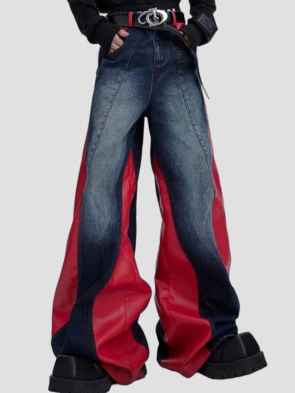 Pantalon Denim à Jambes Larges